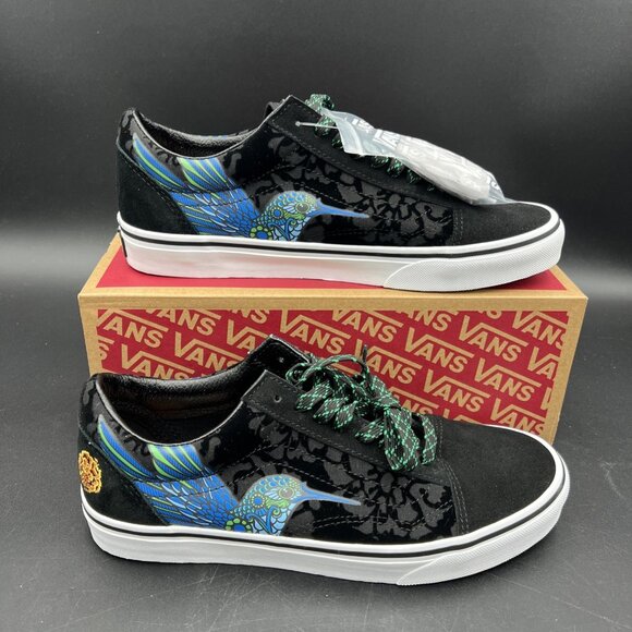 Vans Shoes - Vans Old Skool Dia de los Muertos Hummingbird Skate Shoe M9 W10.5 Black Blue NEW